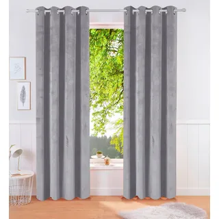 Gardine "LADINA" Gr. 4, grau, B:140cm H:245cm, Polyester, Recyceltes Material, LEGER HOME BY LENA GERCKE, Gardinen, Gardine, blickdichter Vorhang, Samt Vorhang - Premium