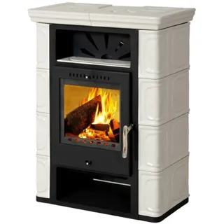 THORMA Kaminofen | BORGHOLM black/TOP Keramik | Elfenbein | 7 kW
