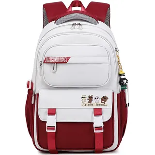 Schulrucksack Teenager Tagesrucksäcke Rucksack Herren Damen Umhängetasche Daypack Schulranzen Laptop Rucksack für Ausflüge Uni Schule Büro, rot - Rot