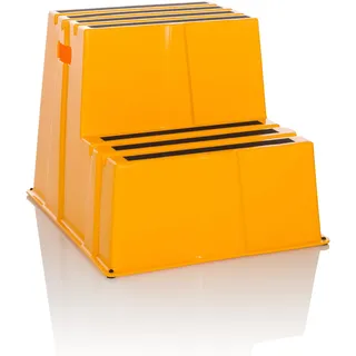 hjh OFFICE Tritthocker 2 Stufen bis 150kg belastbar TIO-E2 Kunststoff, Rutschfester Tritt, Schemel für Zuhause und Gewerbe, 51 x 57 x 65 cm, Gelb