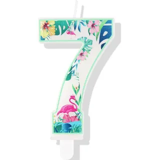 Flamingo-Kerzen zum 7. Geburtstag, Flamingo-Zahl 7 Kerzen für Kuchen, Hawaii-Kuchenaufsätze, Flamingo-Themen-Geburtstagstortendekorationen für Jungen, Mädchen, Kindergeburtstag, Hawaii-Partyzubehör