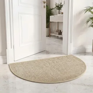 Sauberlaufmatte 50 X 80 cm, Rutschfest Halbrund Schmutzfangmatte Innen | Strapazierfähige Fußmatte, Fußmatte Innen Außen für Den Eingangsbereich, Maschinenwaschbar Eingangsteppich für Außenbereich
