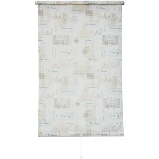 Sunlines HWA10604 Springrollo Dekor Paris, Tageslicht, PES, beige / weiß, 122 x 180 cm