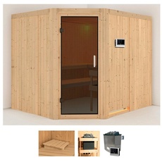 Bild von Sauna »Marit«, (Set), 9-kW-Ofen mit externer Steuerung beige