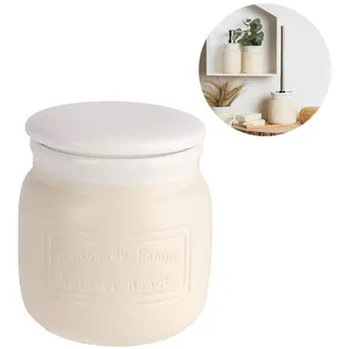 Avilia Mehrzweck-Vorratsdose mit Deckel für Bad und Küche, aus Keramik, 10,5 x 10,5 x 12,5 cm, cremefarben