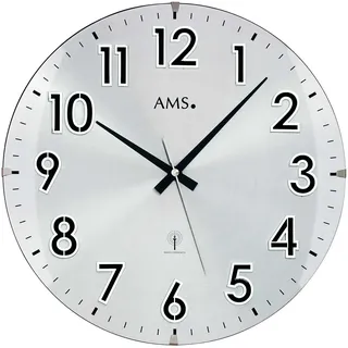 AMS F5973 Funk-Wanduhr, Holz, Silber, 37 x 37 x 6 cm
