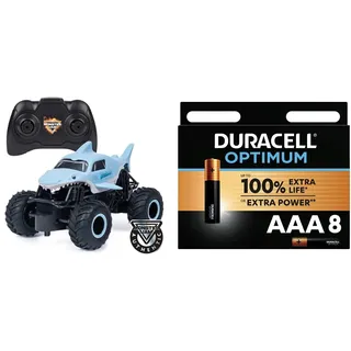 Monster Jam Megalodon RC Truck, Maßstab 1:24, ferngesteuert + Duracell Optimum AAA Micro Alkaline-Batterien