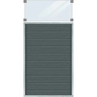 Plus Holz Sichtschutzzaun Artura WPC Schiefergrau mit Glas 90 cm x 175 cm