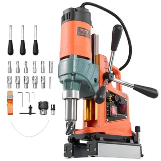 Vevor Magnetbohrmaschine 1400 W 50 mm Bohrdurchmesser, umkehrbare Richtung, Magnetbohrer für Metalloberflächen, elektrische Kernbohrmaschine mit 11 Kernbohrern für Industrie Heimwerker Orange