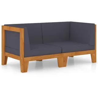 vidaXL 2-Sitzer-Sofa mit Dunkelgrauen Kissen Akazie Massivholz