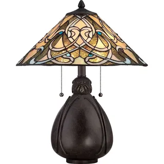 Tischlampe Tiffany ETERNO 5 Bronze Buntglas H:50cm Wohnzimmer Schlafzimmer