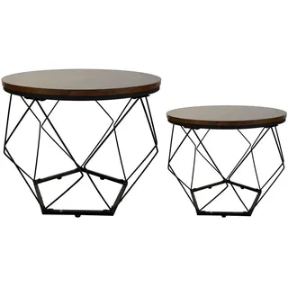 home collective Couchtisch, Wohnzimmertisch, Tisch | 2er Set mit Metallgestell und runder Platte | Beistelltisch modern | 50x44 & 40x37 cm Wohnzimmer, Wohnzimmertische, Couchtische