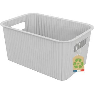 SUNDIS Vibes, Aufbewahrungskorb aus Kunststoff mit Griffen, 4L, Elfenbeinweiß, stapelbar, ideal für kleine Gegenstände und Accessoires im Bad, Schlafzimmer, in der Küche oder im Büro