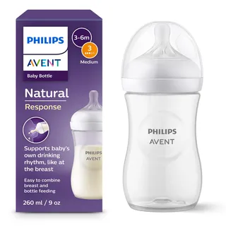 Philips AVENT Natural Response Babyflasche 260 ml, für Neugeborene ab 1 Monat, BPA-frei (Modell SCY903/01)