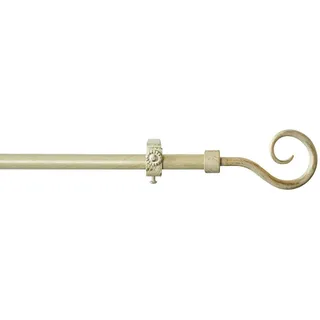 GARESA Gardinenstange Clara, Ø 16 mm, 1-läufig, Wunschmaßlänge, mit Bohren, verschraubt, Kunststoff, Metall, Vorhanggarnitur, mit Ringe und Haken, verlängerbar goldfarben|weiß Ø 16 mm x 180 cm