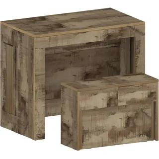 Tisch- und Stuhlset Dardizzon, Mehrzweckkomposition, Set mit Konsole und 1 ausziehbarer Bank, 100 %  Italy, 66 x 25 x 45 cm, Ahorn - Braun