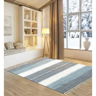 OTTO home »Alizee« rechteckig 5 mm Höhe Wendeteppich, reine Baumwolle, handgewebt, gestreift, waschbar, modern,