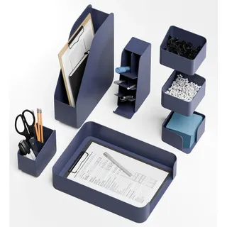 sentisina Schreibtisch Organizer mit RED DOT Design Award - Premium Stiftehalter aus recyceltem Material - Büro Organizer für umweltfreundliche Ordnung am Schreibtisch - Home-Office Desk Organizer - Blau