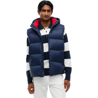 Tommy Jeans Herren Weste Essential Down Vest mit Kapuze, Blau (Dark Night Navy), S