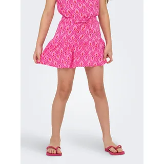 Volantrock KIDS ONLY "KOGZALINA LIFE SKORTS PTM", Mädchen, Gr. 152, rosa (fuchsia lila aop:656 vibrant geo), Web, Obermaterial: 100% Viskose, bedruckt, ethno, regular fit kniefrei, Röcke Volantrock, im sommerlichen Alloverprint