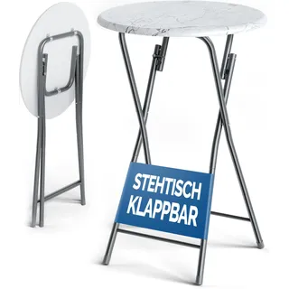 CASARIA Stehtisch Ø 60 x 110 cm weiß klappbar