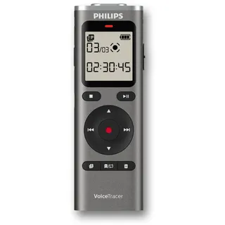 Philips DVT1170 VoiceTracer, Diktiergerät, Aufnahmegerät, 8GB, MicroSD-Steckplatz, 360°-Mikrofon