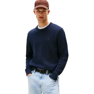 Tommy Hilfiger Rundhalspullover TOMMY JEANS, Damen, Gr. XL, schwarz night navy, Sweatware, Obermaterial: 100% Baumwolle, slim fit normal, Rundhals, eingesetzt Rippstrickbündchen, Pullover Rundhalspullover, Slim fit mit Rundhalsausschnitt