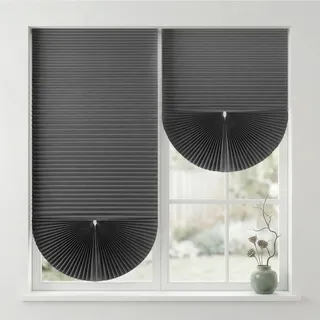 Sekey Plissee ohne Bohren zum Kleben Zuschneidbar Rollo Scalloped Roller Klebefix Plissee 40x130cm Schlichtes Grau 2pcs