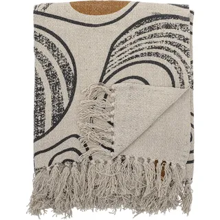 Bloomingville Hochwertige Tagesdecke 160x130 cm – Vielseitige Kuscheldecke aus recycelter Baumwolle, ideal als Sofadecke, kuschelig weich und pflegeleicht (Schwarz-Weiss)