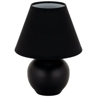 Licht-Erlebnisse Nachttischlampe Keramik Stoff Schwarz 24 cm Hoch E14