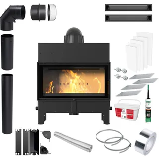 KRATKI FLOKI M 10 kW Kaminofen Ø200 EKO Schwarz Set für Montage
