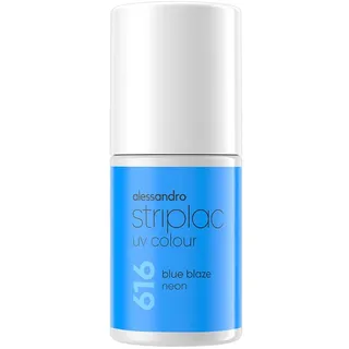 Alessandro Striplac UV- Nagellack Blue Blaze Neon- Deckend & Kratzfest bis zu 15 Tage - Leichtes Auftragen - Schonende Abziehtechnologie - Vegan - 6,5ml