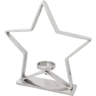 Creativ deco Kerzenhalter Weihnachtsdeko Stern-Form 42 cm silberfarben