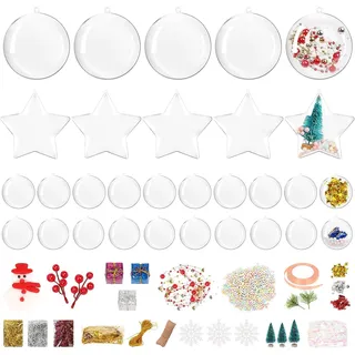 30 Stück Weihnachtskugeln Kunststoff, Transparent Weihnachtsbaumkugeln zum befüllen Christbaumschmuck, Klar Christbaumkugeln für Weihnachtsschmuck, Weihnachtsbaum, Hochzeit, Partys, DIY Dekoration