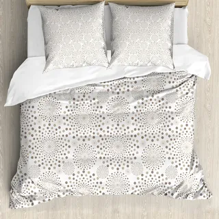 ABAKUHAUS Abstrakt Bettbezug, Blumenschmuck Muster, Milbensicher Allergiker geeignet mit Kissenbezügen, 155 cm x 220 cm - 80 x 80 cm, Tan Taupe Beige - Beige
