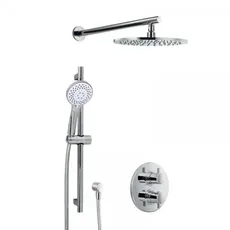 HSK Shower-Set 1.05 Rund, mit Wandarm gerade, chrom, 1002105-RKB7, Ausführung: mit Kopfbrause rund, super-flach, Ø400 mm, Höhe 2 mm