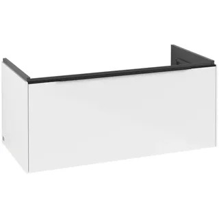 Villeroy & Boch Subway 3.0 Waschbeckenunterschrank, LED-Beleuchtung, 1 Auszug, 973x429x478mm, C569L1VE, Farbe: Front/Korpus: Brilliant White, Griff: Volcano Black