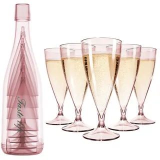 VINATO Sektgläser Set aus Kunststoff 5 Stück, Champagnergläser, Wiederverwendbare Sektgläser Kunststoff für Sektempfang, Hochzeit, Party, Camping