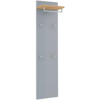 Novel Garderobenpaneel , Grau, Eichefarben , Holz, Glas, Holzwerkstoff , Balkeneiche , furniert , 42x170x27 cm , Goldenes M, Made in Germany, DGM-Klimapakt , Hutablage, Kleiderstange , Garderobe, Garderoben-Sets & Garderoben-Serien, Garderoben-Serien