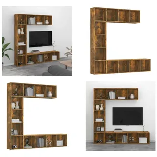 vidaXL 3 tlg. Bücherregal /TV Schrank Set Räuchereiche 180x30x180 cm - Bücherregal - Bücherregale - Bücherschrank - Wandregal - Braun