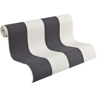 A.S. Création Pure Elegance Vliestapete mit Blockstreifen 0,53 x 10,05 m – Grau, Weiß – Streifentapete - 179050