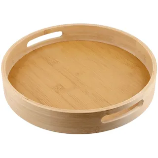 CHUENHEI 30cm Bambus Drehteller Organizer, 360 Gard Drehbar Holz Lazy Susan Drehteller, Drehbares Gewürzregal Rund Holz für Küche, Esstisch, Speisekammer, Arbeitsplatte Organizer