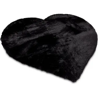 otto home Fellteppich »Guidel« herzförmig 30 mm Höhe Kunstfell, Kuschelteppich, Uni Farben, super weich, Wohnzimmer, schwarz