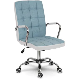 Sofotel Schreibtischstuhl Bürostuhl Drehstuhl Höhenverstellbar Armlehnen Stuhl Arbeitszimmer Doppelte Gummierte Rollen Benton Grau Blau