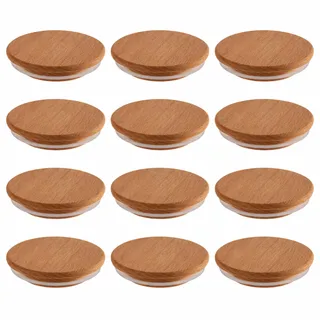 APS 82363 12 er Set Einmach-Gläser Deckel aus Holz mit Silikondichtung, Ø 7 cm, für alle Einmachgläser mit 6 cm Durchmesser