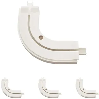Gardinia Rundbogen GE1, Für Verlängerungen von 1-läufigen Vorhangschienen, 90°, 13,5/13,5 cm, Kunststoff, Weiß (Packung mit 4)