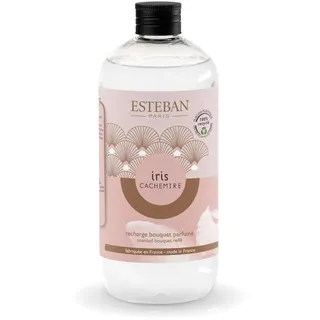 Esteban - Raumduft Nachfüller 500 ml - Raumduft Nachfüllflasche - Duftstäbchen Nachfüller für Duftbouquet, 2-6 Monate, Pflanzlicher Alkohol, Recycelte Flasche - Iris Cachemire
