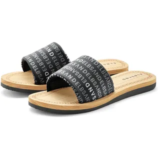Badepantolette ELBSAND "Pantolette, Badelatsche, Badeschuhe, Badeschlappe, Sommerschuhe", Damen, Gr. 42, schwarz (anthrazit), Obermaterial: 100% Textilmaterial. Decksohle: 100% Synthetik. Futter: 100% Textilmaterial. Laufsohle: 100% Synthetik, bedruckt, mehrfarbig, unifarben, Schuhe Badepantolette, Sandale, Sommerschuh mit ultraleichter Sohle VEGAN, Topseller