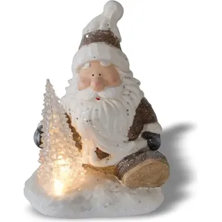 Lemodo Weihnachtsdeko Weihnachtsmann mit LED beleuchtetem Tannenbaum, Leuchtfigur für Weihnachten