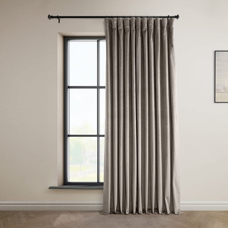 HPD Half Price Drapes VPYC-SBO161209-96-DW Verdunkelungsvorhänge aus Plüsch für Schlafzimmer, 100 x 96, Taupe